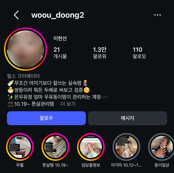 브랜두스 수강생 이현선님(woou_doong2) 인스타그램 프로필. 릴스 크리에이터, 게시물 21개, 팔로워 1.3만